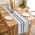 thumbnail image 3 of Beige Stripe Table Runner - 120 Inch Long, Kitchen Dining Table Runner Dresser Scarves, Modern Abstract Art Navy Blue Striped Rustic Farmhouse Decor for Coffee Tables Wedding Party Banquet, 3 of 8