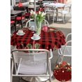 thumbnail image 4 of Outdoor Tablecloth with Umbrella Hole and Zipper, Christmas Plaid Round Table Cloth 60 Inch Waterproof Tablecloth, Xams Tree Winter Poinsettia Pine Cones Picnic Table Cover for Patio Camping, 4 of 7