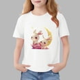 thumbnail image 1 of Blusas y camisas de manga corta con cuello redondo para niños Camiseta de verano de manga corta estampada para niñas Jersey elegante de cuello redondo para niños Top de algodón, 1 of 6