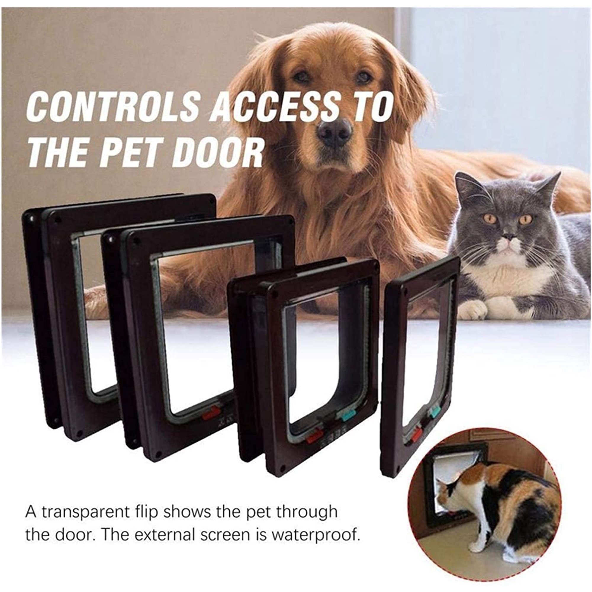 Chatiere Chatiere Chatiere 4 Voies Serrure Magnetique Pour Chats Et Petits Chiens Porte Chien Porte Chat Chatiere Chatiere M Marron Walmart Canada