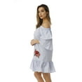 thumbnail image 2 of Cocoom Bell Sleeve Dress with Floral Embroidery 401579-BLU-XL (Small, Blue / White), 2 of 3