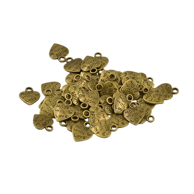 Colgantes de Corazón de Bronce Antiguo Sunnimix 50 Piezas para Joyería DIY