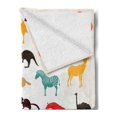 thumbnail image 2 of Zoo Soft Flannel Fleece Throw Blanket, European Animal Silhouettes in Cartoon Style Safari Wildlife Zoo Theme, Cozy Plush for Indoor and Outdoor Use, 50" x 60", Multicolor, by Ambesonne, 2 of 5