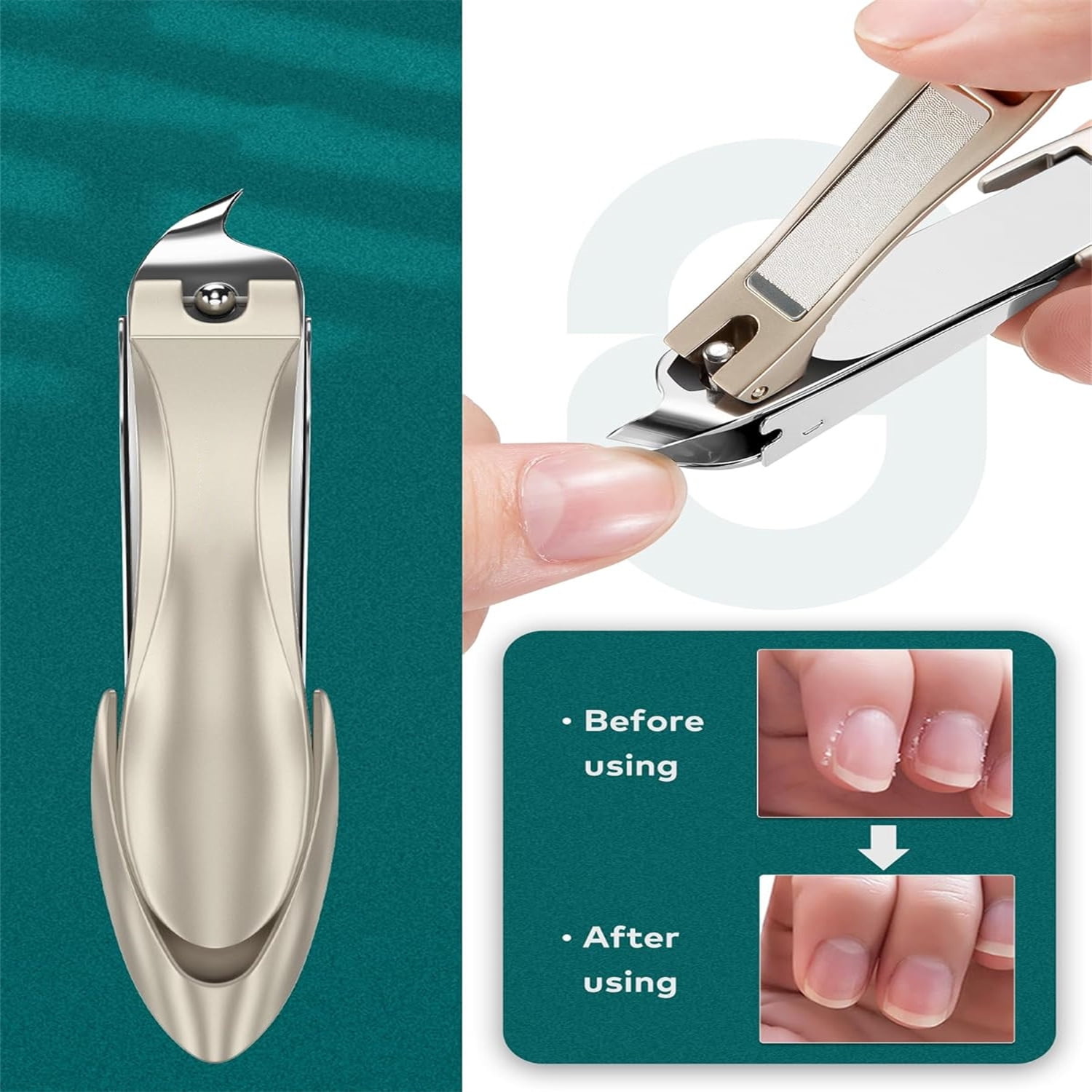 Manicure Set, German Stainless Nail Clippers Set Anti Splash, Heavy Duty Fingernail& Toenail Clipper for Men& Women, Professional Personal Care Tools with Exquisite Travel Case