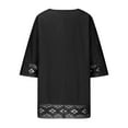thumbnail image 6 of Casual Cotton Linen Tshirts Shirts for Women Hollow Out Crochet Lace Trim 3/4 Sleeve Tops Spring Summer Loose T Shirts, 6 of 6