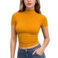 thumbnail image 2 of Yifymode Womens Tops Mock Neck Short Sleeve Slim Basic Summer Fall Basic Tee Mock Turtleneck Tops Women Slim Fit Fashion Top, 2 of 9
