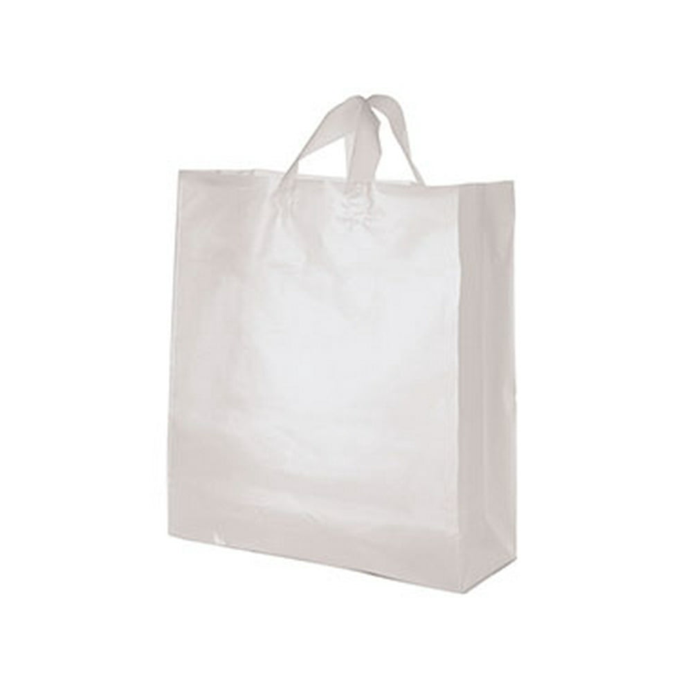 Clear Frosted Plastic Shopping Bags 16” x 6” x 19” Case of 200