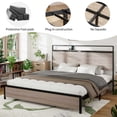 thumbnail image 3 of Full Size Bed Frame Wooden Platform Bed Frame with Storage LED Light Headboard and 2 USB Noise-Free / No Box Spring Needed, 3 of 7