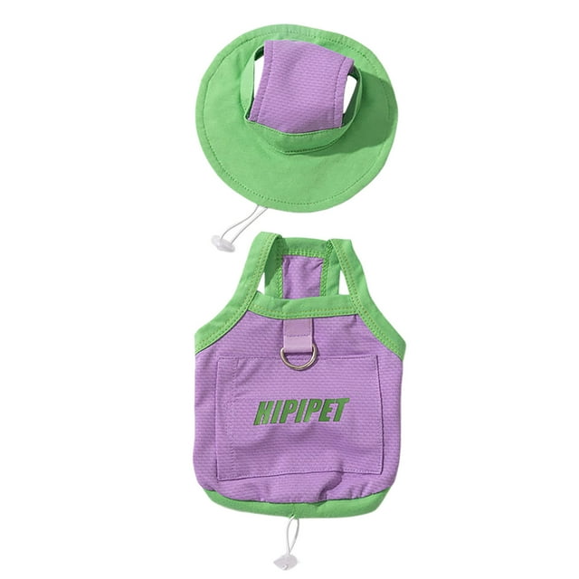 Hearth & Gear Cat And Dog Clothing Cute Summer Cool Tank Top And Sun Hat 2 Piece Set Traction Rope Loop UPF50+Dog And Cat Accessories Multiple Sizes Suitable For And Small Dogs Pet Clothes for Medium