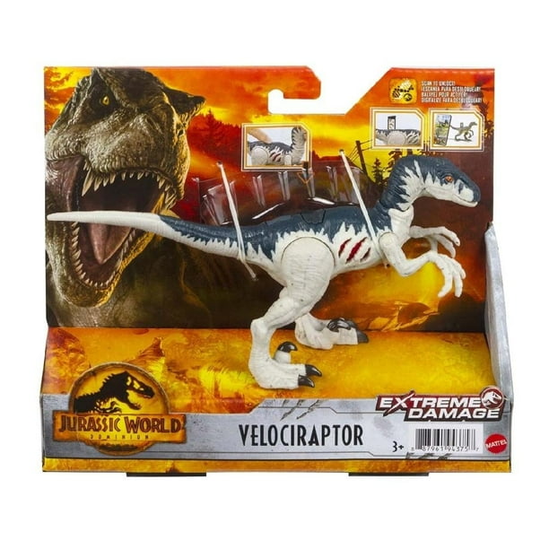 Dinosaurio de juguete MATTEL Jurassic World Velociraptor, Daño Extremo