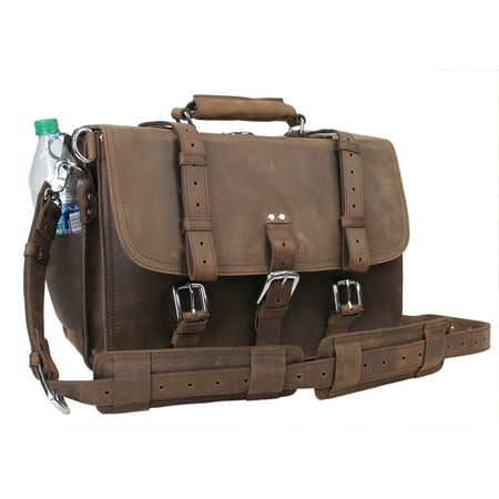 Vagarant Traveler Extra Large Classic Oil Tanned Full Leather Briefcase Laptop Bag (Heavy 9.5LB) L06. CB