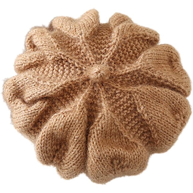 LinYooLi Women Floral Trendy Beret Elegant Knit Soft Warm Hat Cap for Fall Winter