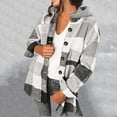 thumbnail image 2 of Usmixi Winter Hooded Shacket for Women Womens Flannel Jacket Fashion Button Down Plaid Print Shirt Coat Ladies Loose Long Sleeve Fall Comfy Woolen Outwear Hooded Shacket, 2 of 4