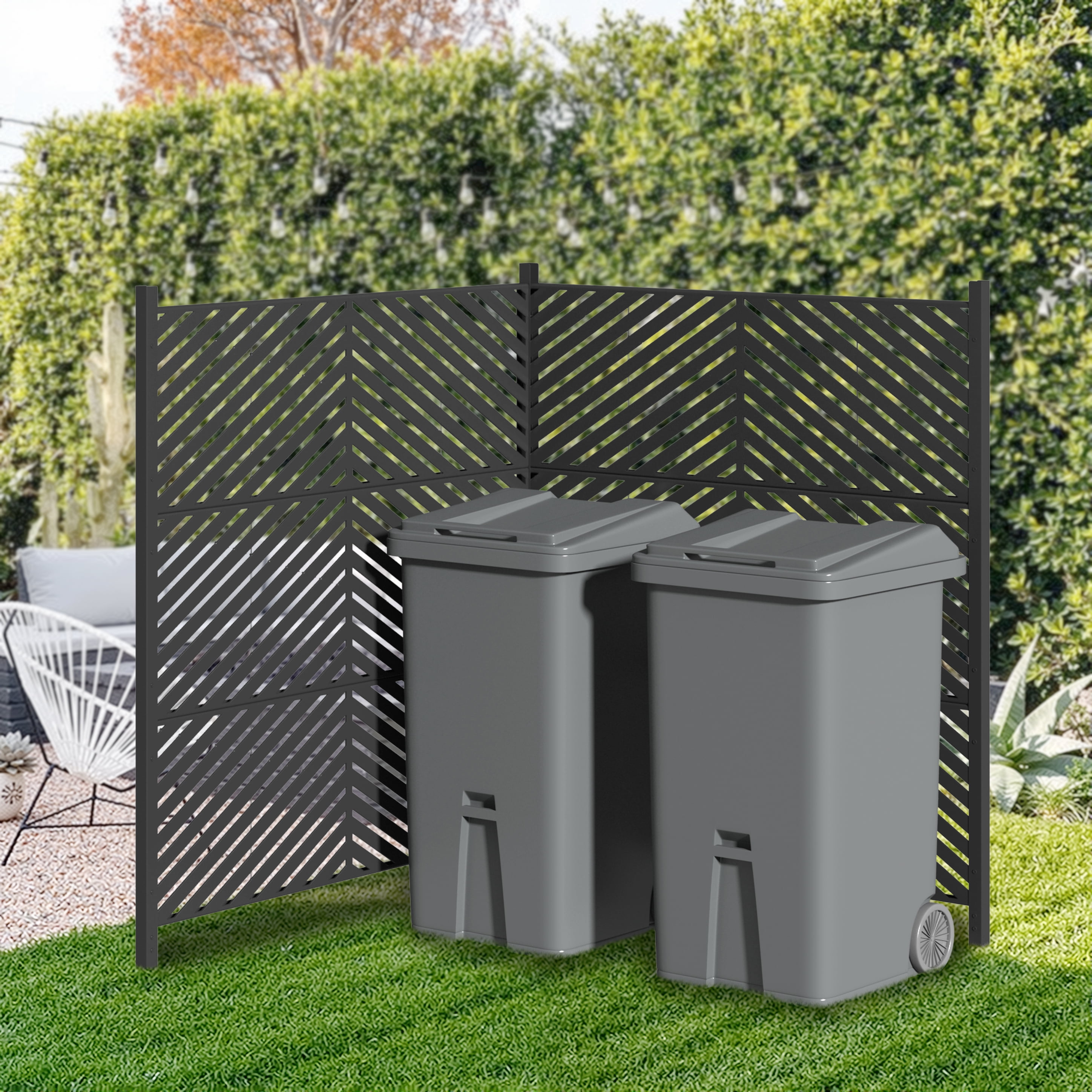 Privacy Fence 47 x 47 inch Outdoor Privacy Screen Fence Panels – All-Weather No-Dig Fence Kit for Air Conditioner, Trash Can, Pool Equipment Enclosure – Easy Installation & Multi-Purpose Security,Fe