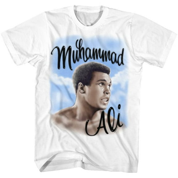 Muhammad Ali Airbrush White Adult T-Shirt 5Xl