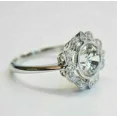 thumbnail image 2 of Classic Art Deco Engagement Ring, 1.5 CT Round Brilliant Cut Simulated Diamond, Floral Motif Wedding Ring, 14K White Gold Plated, Promise Ring, Valentine Ring, Anniversary Gifts For Her, 2 of 4