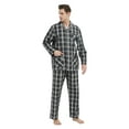 thumbnail image 4 of GLOBAL Mens Yarn Pajama Set 100% Cotton, Long Sleeve Button Down PJ Set for Men Plaid Men's Sleepwear, Sizes S-3XL, 4 of 5
