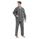 thumbnail image 5 of GLOBAL Conjunto de Pijama de Tejido Liso de Manga Larga para Hombre, Ropa de Dormir de Algodón, Ropa de Dormir Cómoda, Cuadros Negros L, 5 of 7