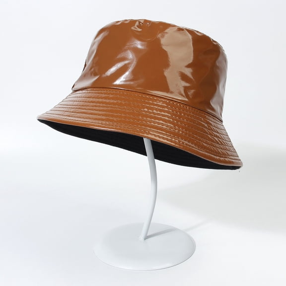 Delayuji Unisex Bucket Hat Double‑Sided Foldable Sun Hat Bright Leather‑Tone Basin Hat for Hiking Camping Fishing Travel Outdoor Activities Multi‑Color