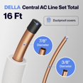 thumbnail image 2 of DELLA 16 Ft Length Central Air Conditioner Line Set, 3/8" & 7/8" O.D. Copper Pipes and 3/8" Thick White XPE Insulated Foam, Compatible with Central AC, Heat Pumps & Other HVAC Systems, 2 of 7