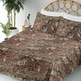 thumbnail image 3 of Ambesonne Ethnic Fitted & Flat Sheet with Shams 4 Pcs Set, Traditional Bohemian Blooms, Calking, Dark Rust Eggshell, 3 of 5