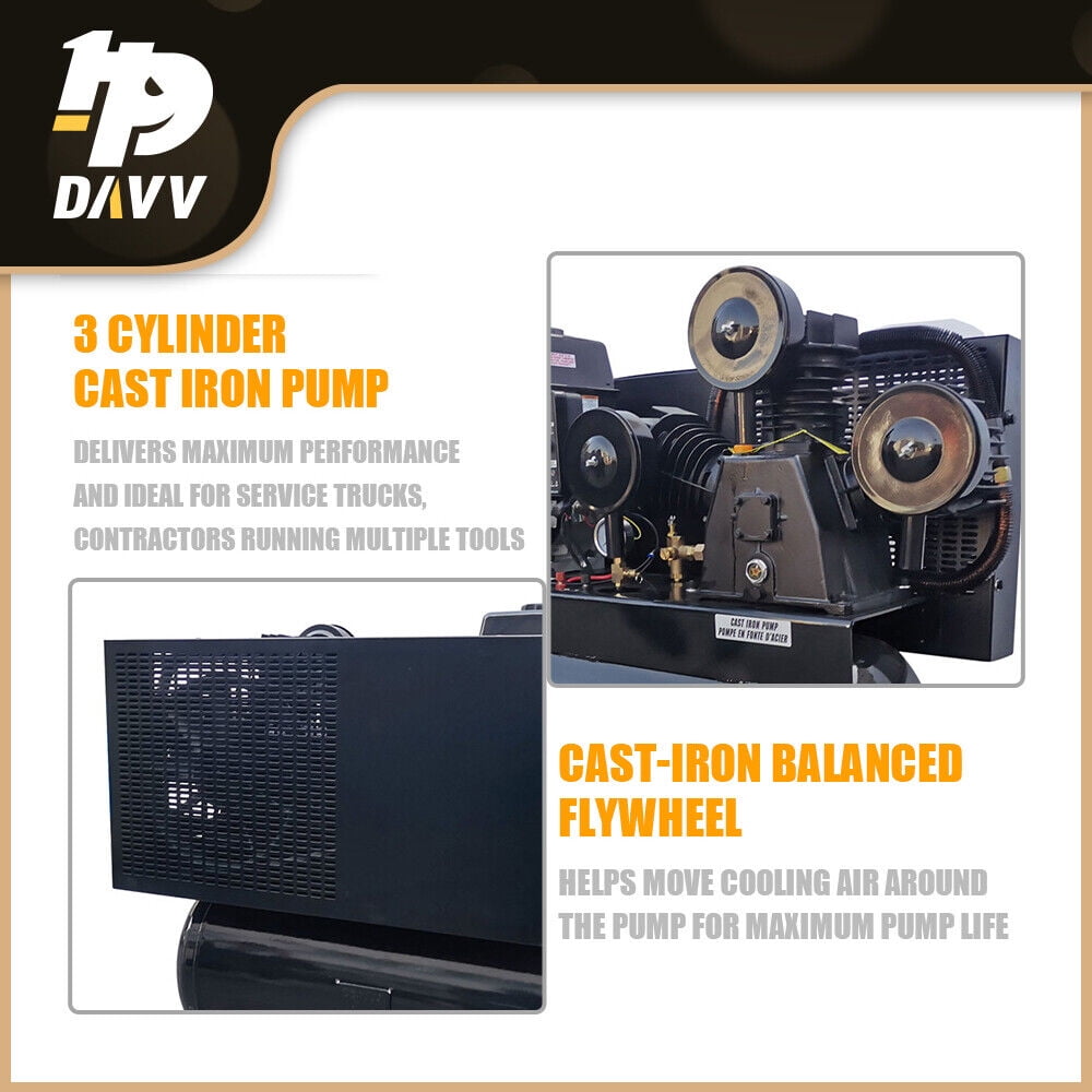 HPDAVV 13HP Gas Powered Air Compressor 24CFM Electric Start Gasoline Driven Piston Pump Air Compressed System Max. Pressure180PSI w/30 Gal ASME Tank for Truck, Workshop, Construction Sites, Machinery