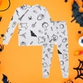 thumbnail image 2 of REDARER Kids Two Piece Long Sleeve Pajama Set Crew Neck Top Elastic Long Pants Ghost Pumpkin Bat Witch Hat Print Sleepwear Loungewear for Halloween Daily Holiday Party Dress Up,6-7 Years, 2 of 3