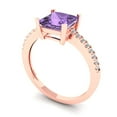 thumbnail image 2 of 1.62 ct Princess Cut Simulated Alexandrite Solitaire with Simulated Diamond Accents 18K Rose Gold Womens Engagement Ring, 2 of 5