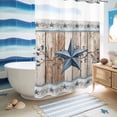 thumbnail image 5 of No Hook Shower Curtain, Texas Star Rustic Shower Curtains for Bathroom with See Through Top Window, Country Blue Berry Brown Wooden Plank Waterproof & Washable Bath Curtain Stall 48"x72", 5 of 9