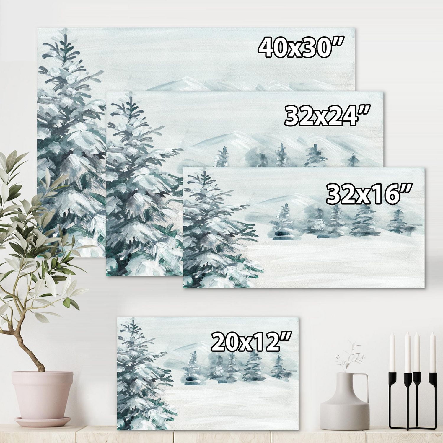 Designart Pins enneigés Art mural sur toile