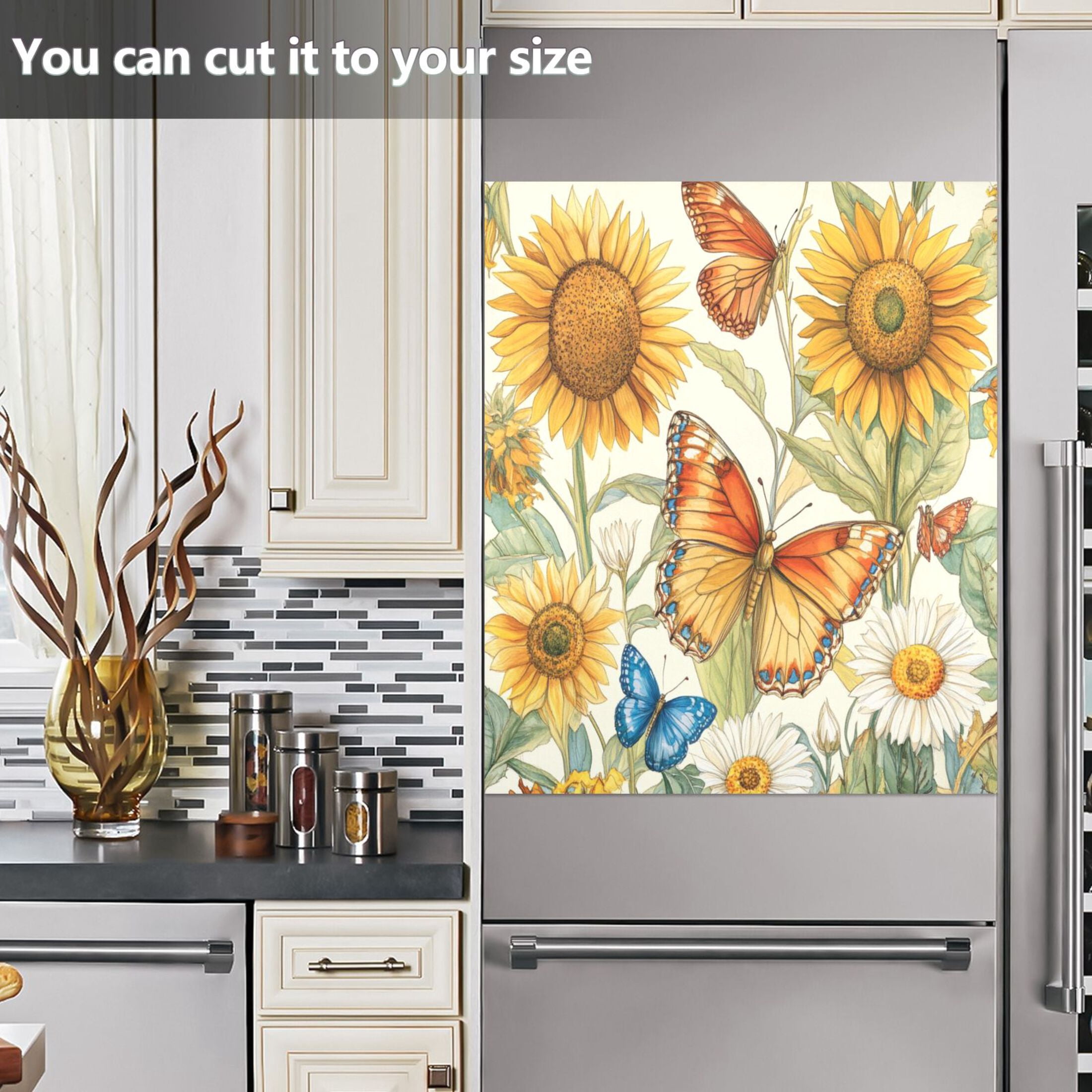 Dishwasher Magnetic Sticker 23x26 Inch Refrigerator Magnetic Sticker Washing Machine Magnetic Sticker Kitchen Panel Magnetic Sticker Home Decor Lovely Orange Butterflies