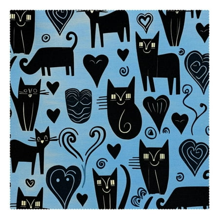 

Placemats Set of 4 Non Slip Place Mats Dining Table Mats Black Cat and Heart