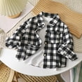 thumbnail image 3 of Annhoo Boys Girls Plaid Shacket Fall Casual Long Sleeve Button down Shirts Children's Classic Lapel Outwear with Pocket, 3 of 3