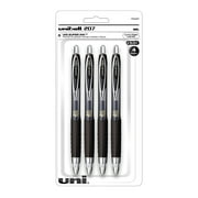 uni-ball 207 Retractable Fraud Prevention Gel Pens, Ultra Micro Point, 0.38 mm, Translucent Black Barrels, Black Ink, Pack Of 4
