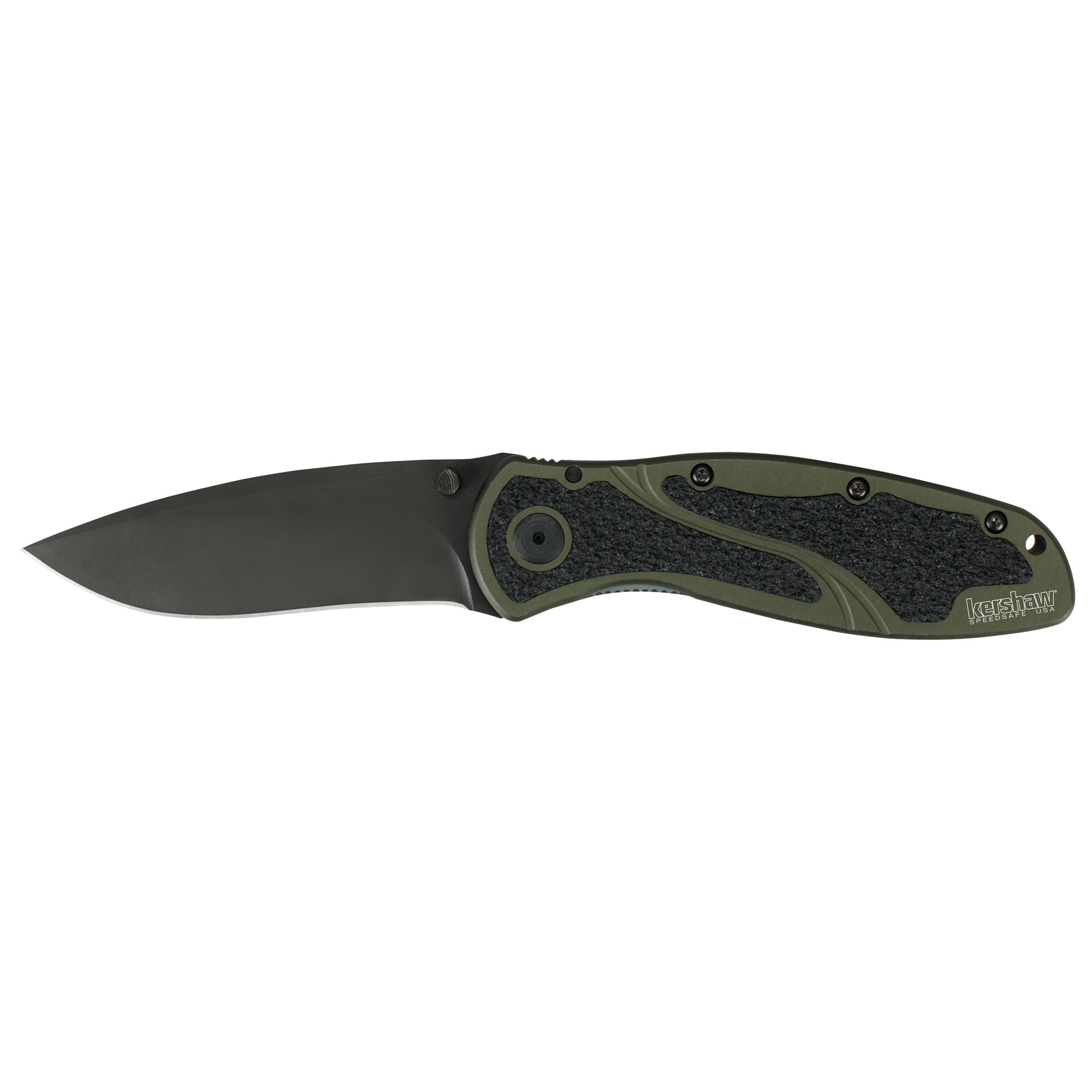 Kershaw Blur Olive and Black Pocket Knife, 3.4 Blade with As