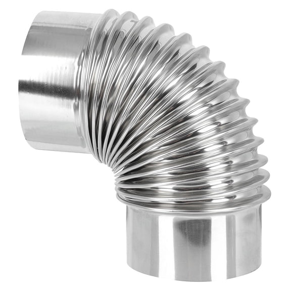 Pawsdot Stainless Steel Duct 90 Degree Exhaust Pipe Elbow Silver 1Set for Ventilation