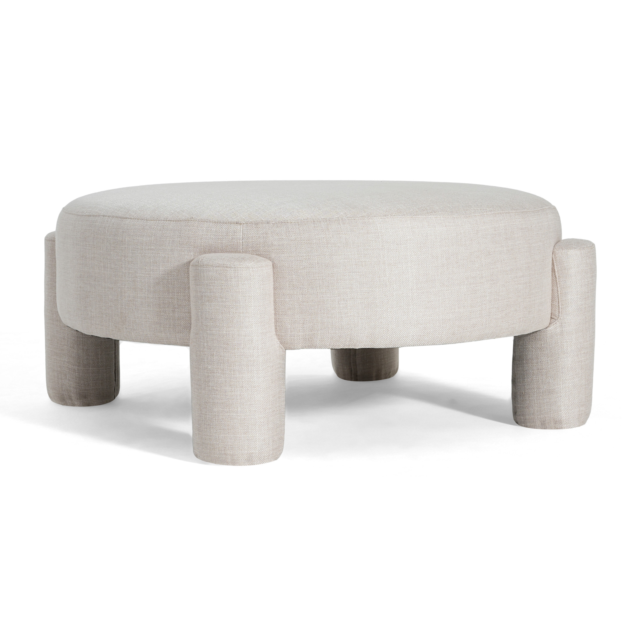 Christopher Knight Home 40" Round Large Accent Ottoman, Fully Upholstered Fabric with Tube Legs, Beige