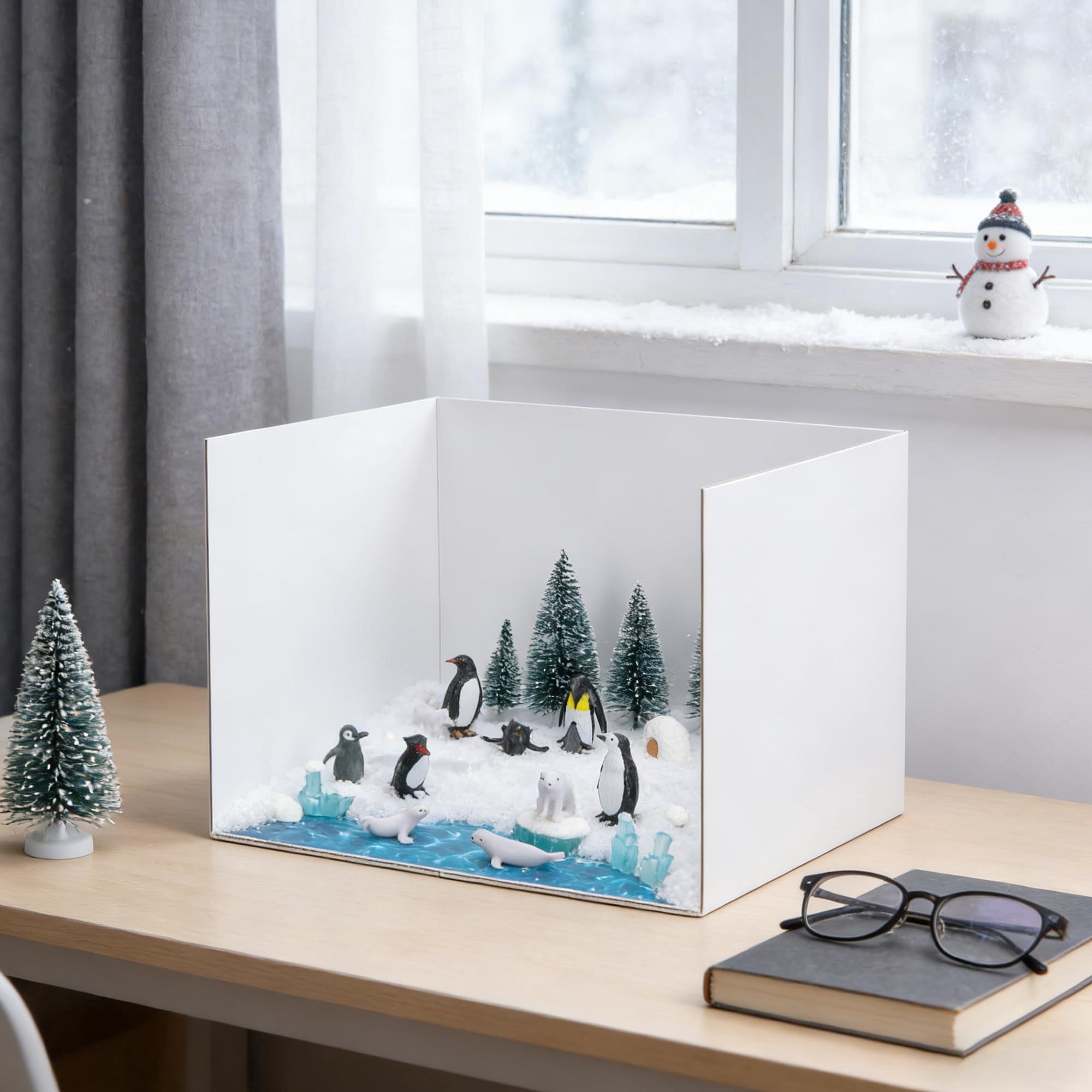 Ebaokuup 30 Pcs Arctic Animal Diorama Kit with Polar Bear & Penguin for Crafts