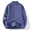 thumbnail image 2 of Men Turtleneck Long Sleeve Sweater High Neck Top Casual Loose Fit Lightweight Knit Roll Neck Pullover Sweaters for Men Solid Basic Soft Comfortable Fall Winter Sweaters, Blue (Large), 2 of 3