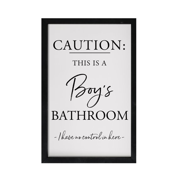 LifeSong Milestones Wood Framed Shadow Box Bathroom Decor (Caution Boys Bathroom)
