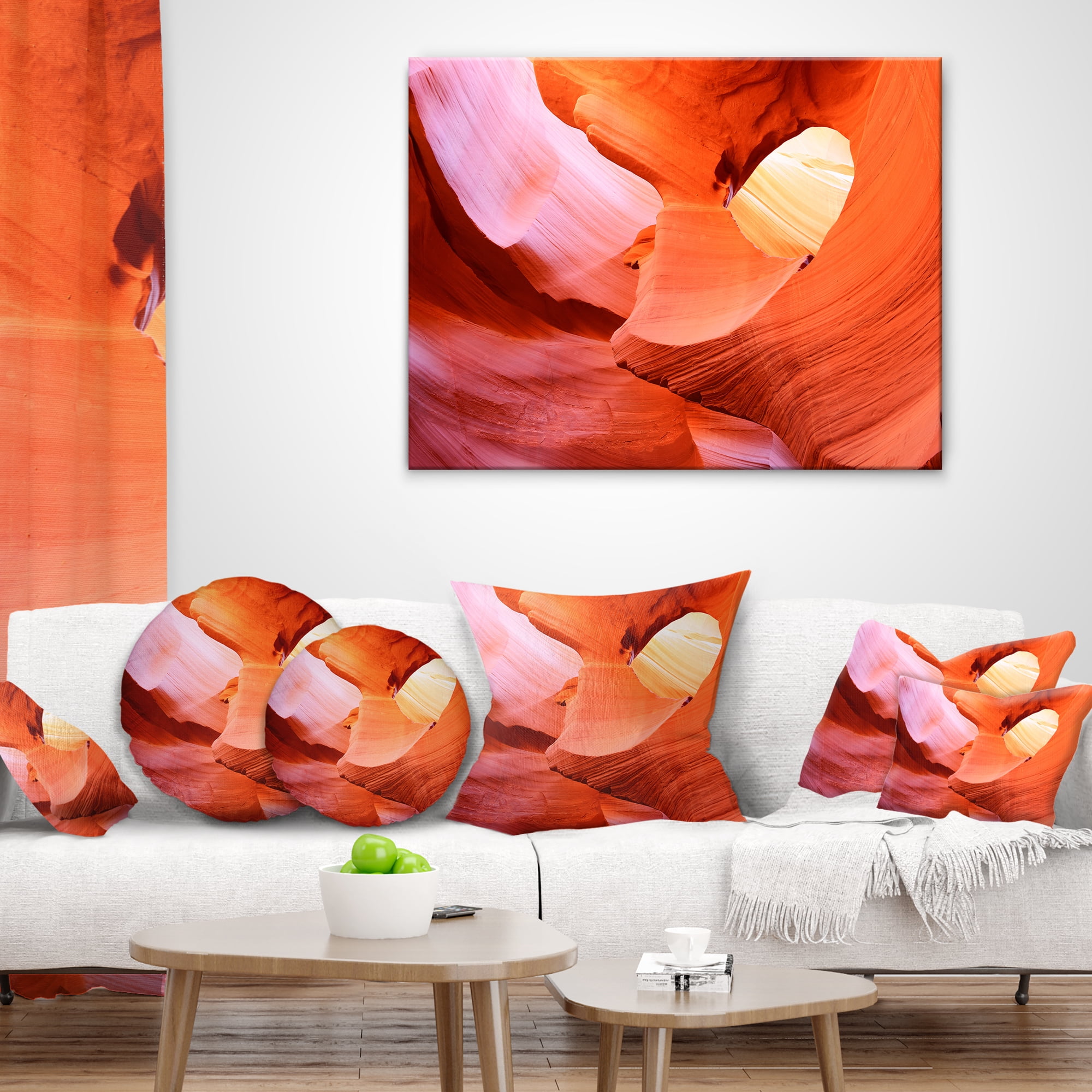 Designart Antelope Canyon Inside - Landscape Photo Throw Pillow - 12x20