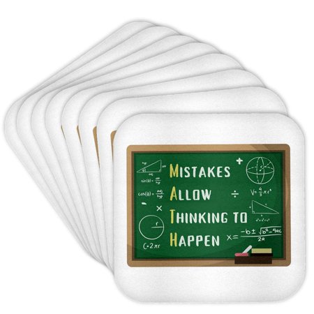 3drose, Math - Mistakes Allow Thinking to Happen - Mathematics Teacher Student, Set of 8 Coasters - Soft