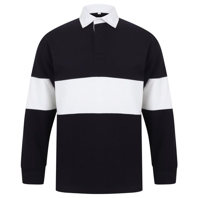 Front Row - Camiseta de Rugby Diseño de Paneles para Adultos Unisex (Marino/Blanco)