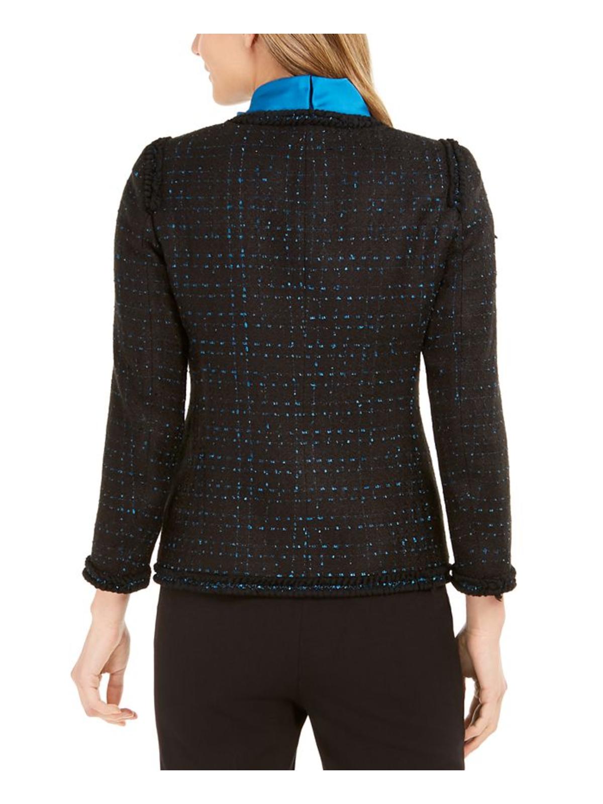 Anne Klein Womens Tweed Colorblock Suit Jacket Black 10 - image 2 of 2