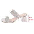 thumbnail image 5 of PiGOGI Women's Rhinestone Slide Sandals Transparent Block Heel Non-Slip Comfortable Summer Party Silver 5.5, 5 of 9
