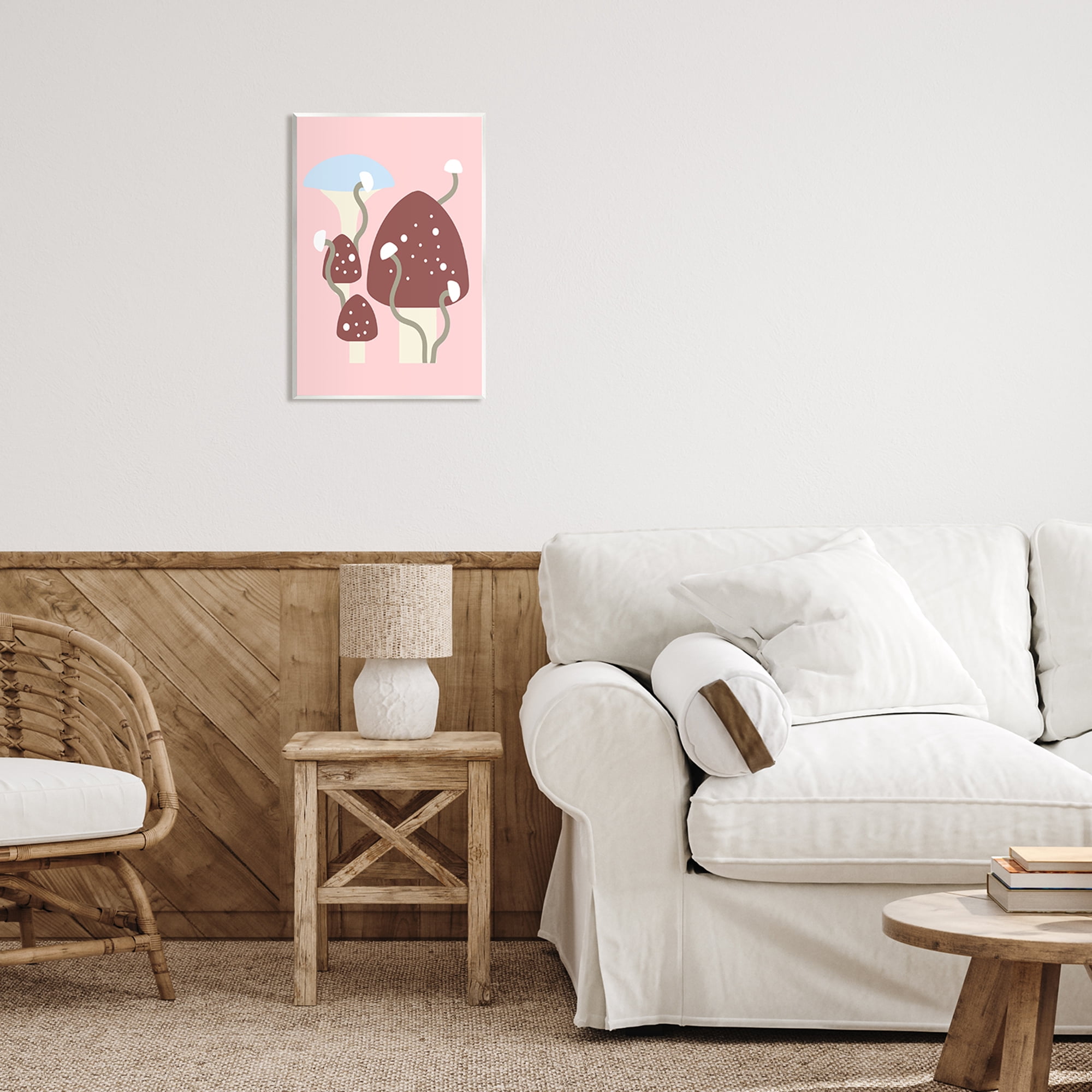 Stupell Industries Pop Mushrooms on Pink Botanical & Floral Painting Unframed Art Print Wall Art, 13 x 19