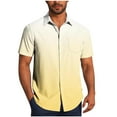 thumbnail image 3 of QIUOMBBP Vacation Shirts for Men Plus Size Casual Lightweight Summer Hawaiian Tshirts Gradient Short Sleeve Button Down Tees with Pocket Yellow XXXXL, 3 of 7