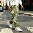 thumbnail image 2 of GrmtClth Men's Camo Cargo Straight Leg Pants Adjustable Drawstring Elastic Waist Multi Utility Pocket Outdoor Walking Trousers Army Green 3XL, 2 of 8