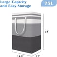 thumbnail image 2 of 3-Pack Laundry Baskets, Freestanding＆Waterproof Laundry Hamper, 75L Collapsible Tall Clothes Hamper with Easy Carry Handles, 2 of 7