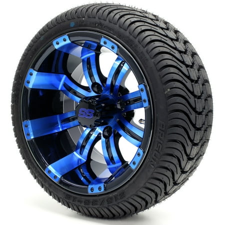 12" GTW Tempest SS Blue/Black Wheels | Cruz Golf Cart Tires Combo (Set of 4)
